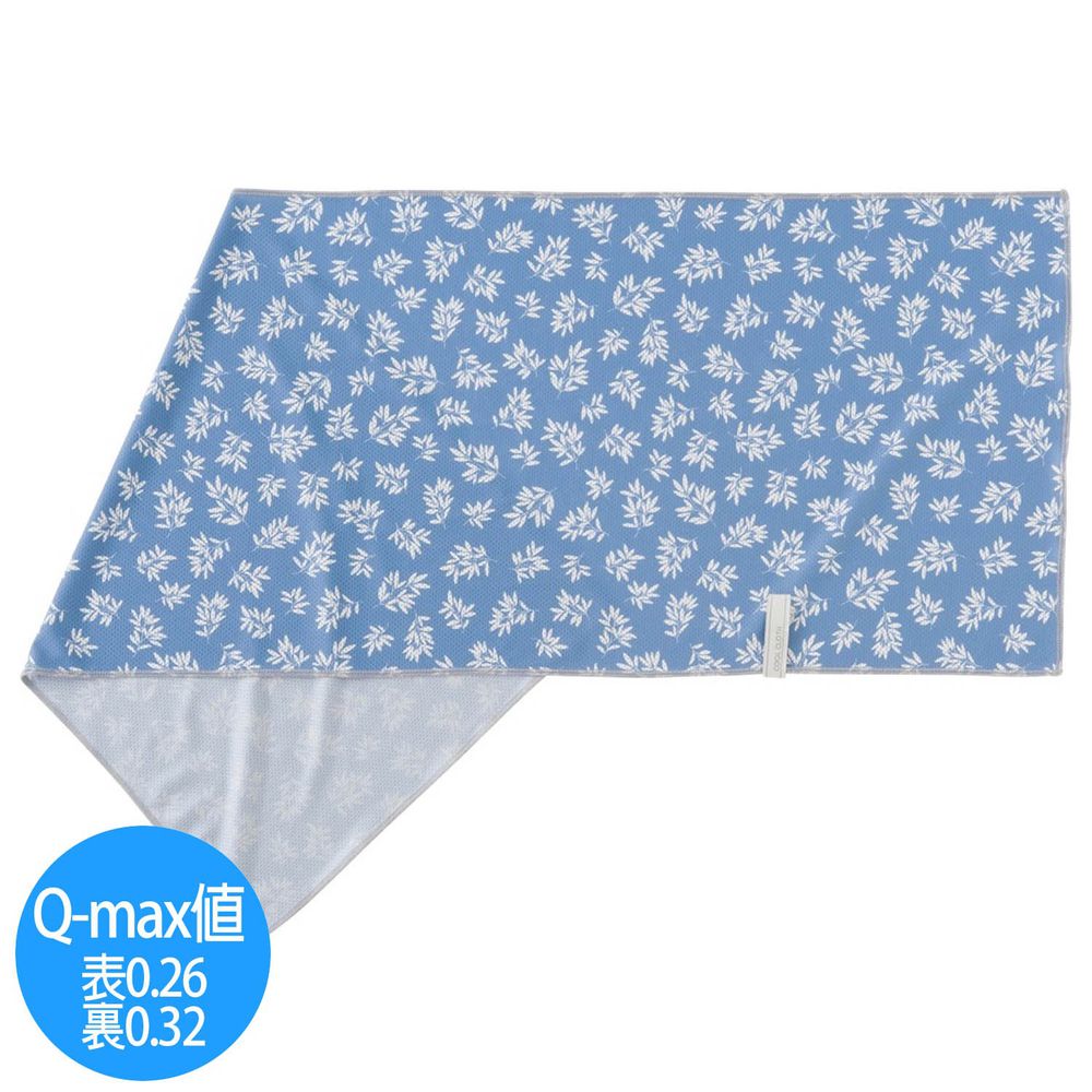 日本小泉 - UV cut 90% 接觸冷感 水涼感巾(附收納袋)-清新樹葉-深藍 (30x90cm)