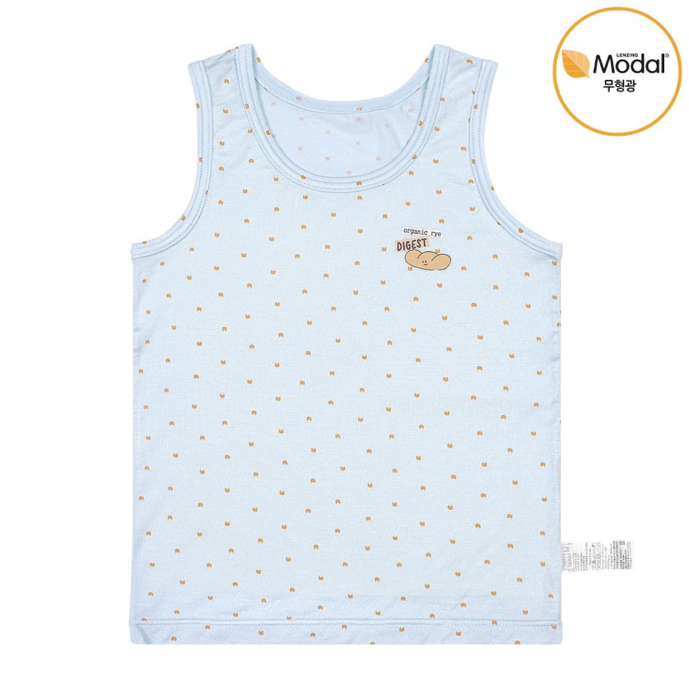 莫代爾親膚絲滑背心內衣(男寶)-微笑麵包-淺藍