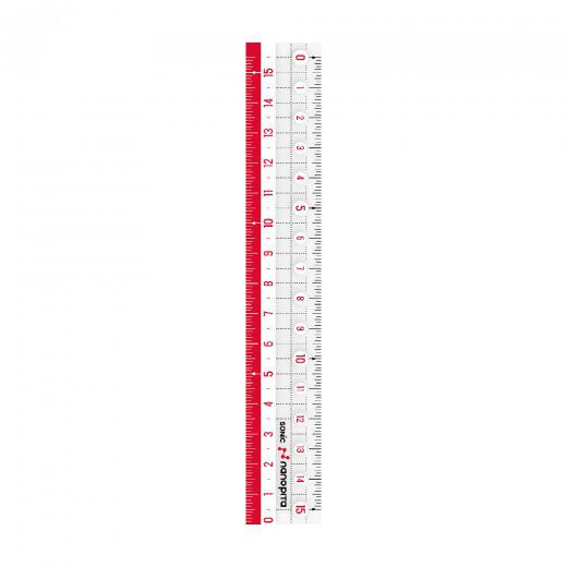 日本文具 SONIC - nanopita不易滑動 雙面直尺-15cm-紅x黑