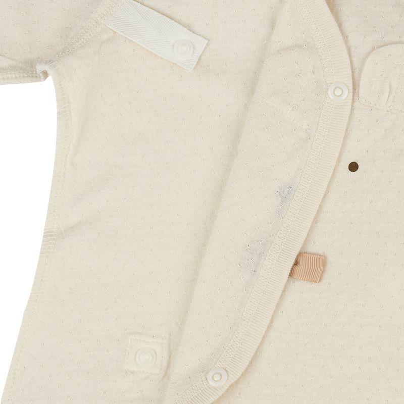 akachan honpo - 短袖連身衣-素面-象牙白色 (50~60cm)