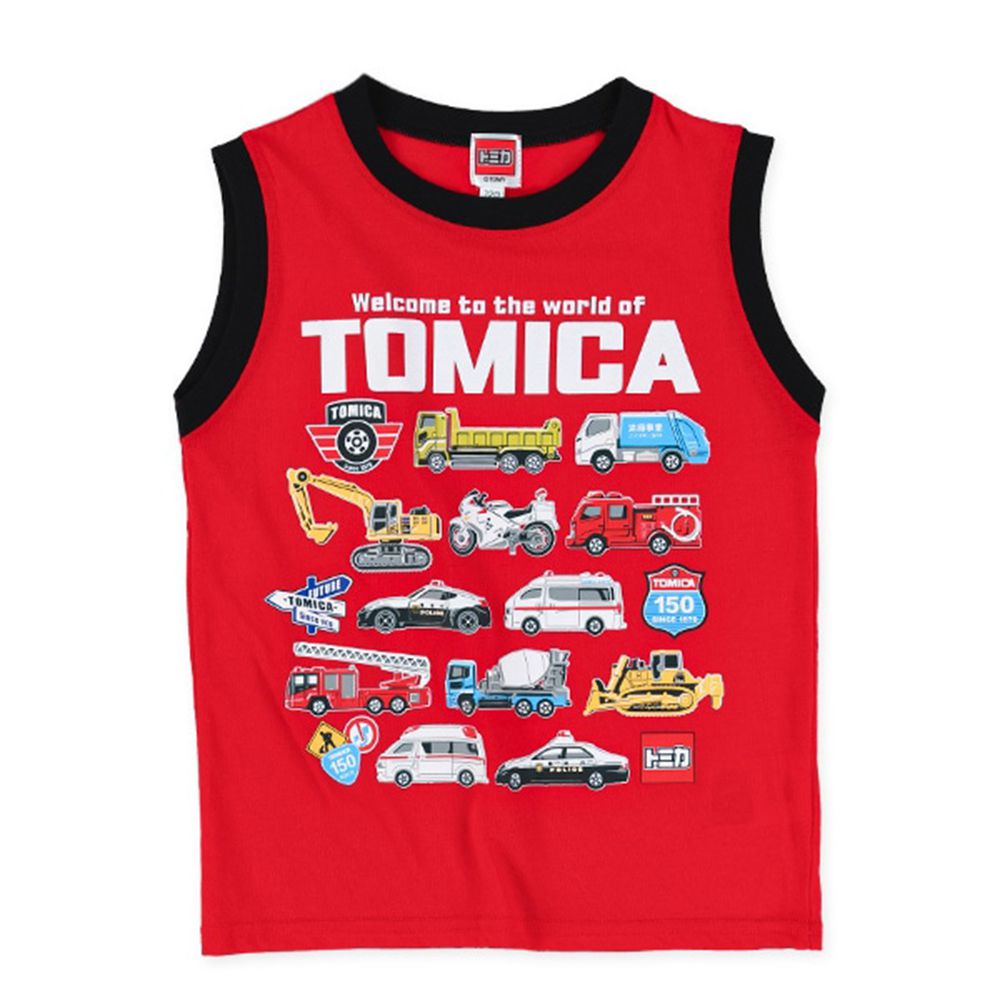 男孩最愛 TOMICA車車排列背心-紅