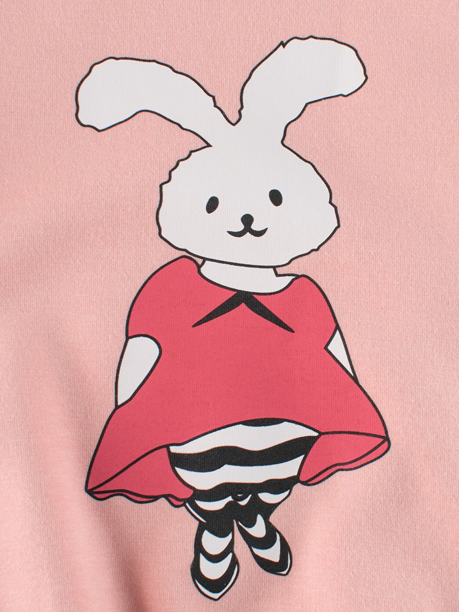 加絨圓領長袖上衣/大學T-氣質兔兔-粉色