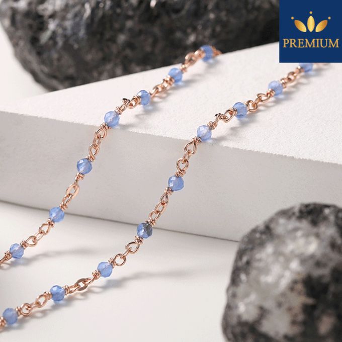 韓國 Soo&Soo - (925純銀)古典藍玉髓項鏈 (長度40cm)