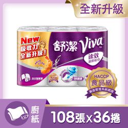 Kleenex 舒潔 - VIVA速效廚房紙巾大小隨意撕 108抽x6捲x6串/箱-108抽x36捲