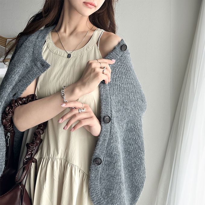 日本 Classical Elf - 簡約領氣球裙擺無袖洋裝-米杏