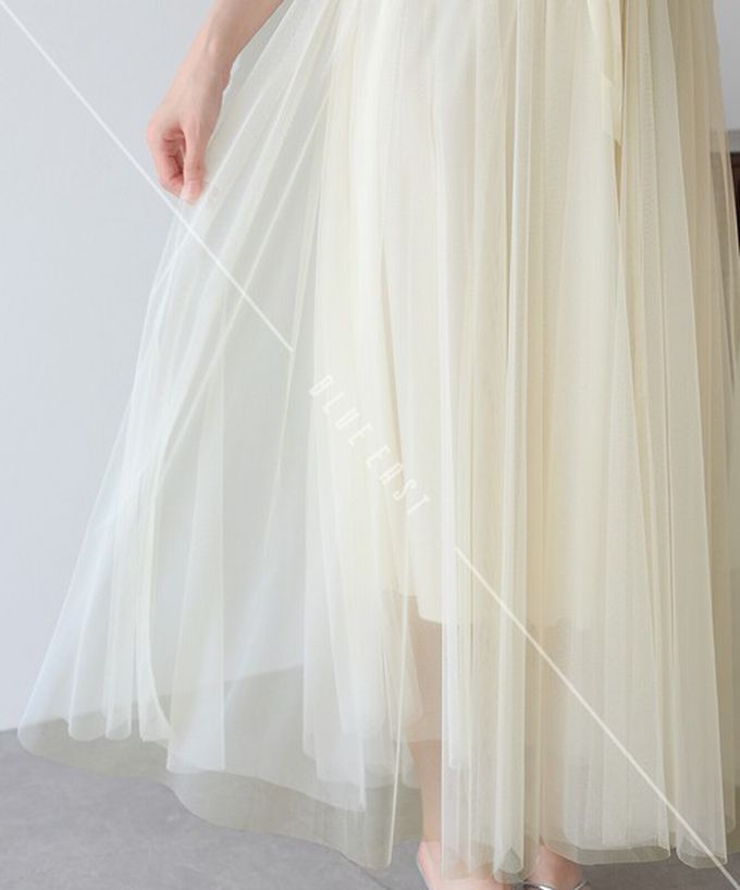 日本 BLUE EAST - 浪漫豐盈蝴蝶結綁帶薄紗裙-素色-黑