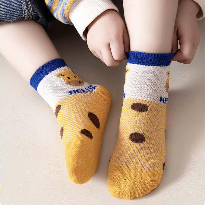 love, charlotte - Hello長頸鹿網眼短筒棉襪-5 雙一組