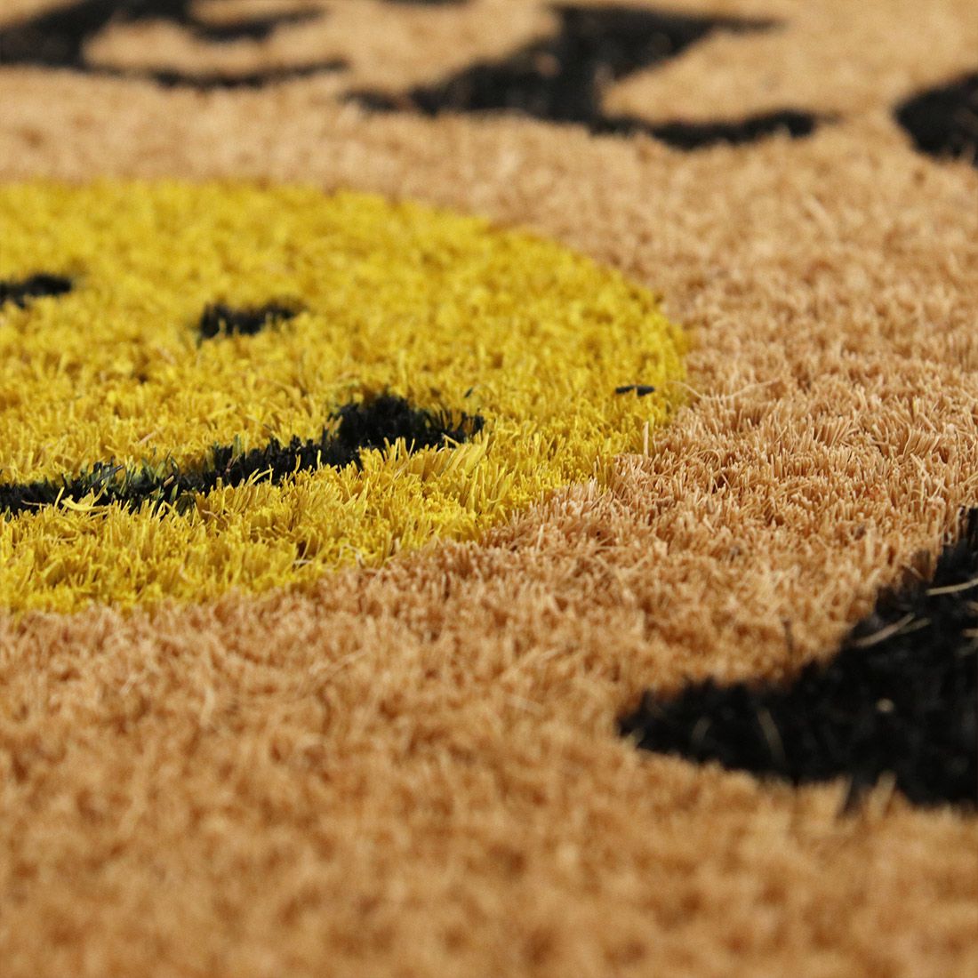 日本 TOMO - 椰子纖維室外腳踏墊/地墊-花花笑臉 (約60×40cm)