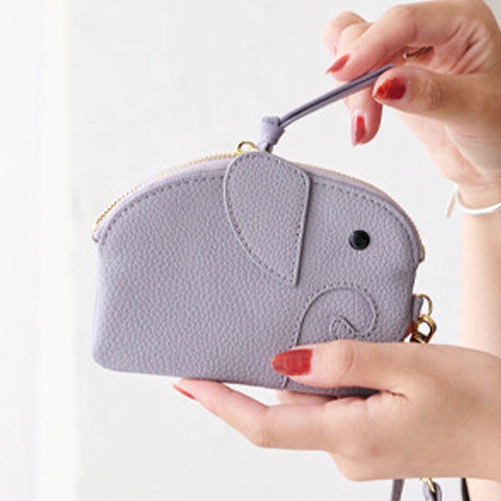 童趣大象附拉繩零錢/鑰匙包-薰衣草紫