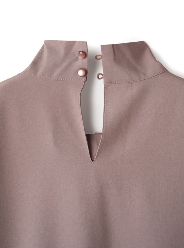 日本 GRL - 緞面蝴蝶結澎袖上衣-氣質米