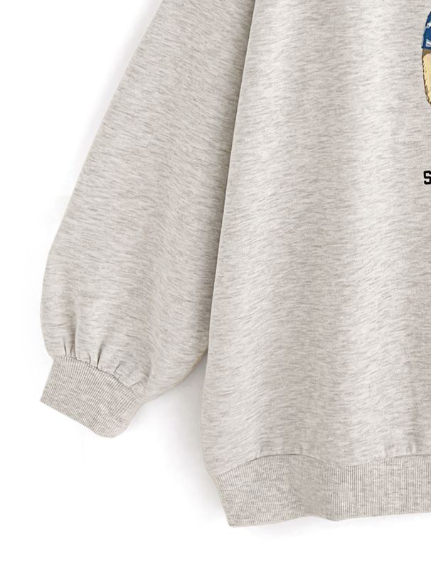 日本 GRL - 泰迪熊裏起毛長版休閒上衣-炭灰 (F)