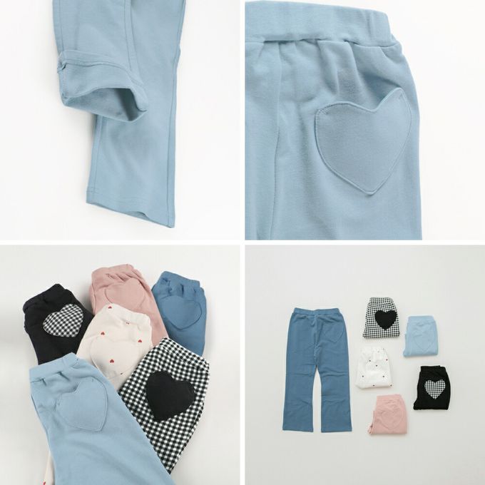 日本 BRANSHES - 俏麗心型口袋彈力長褲-淺藍