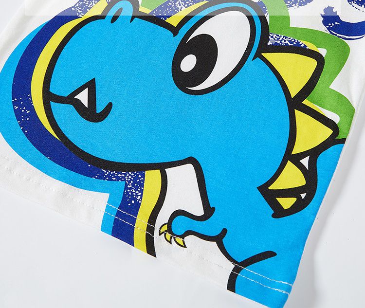 BE TOP - 純棉短袖上衣-飛天恐龍-白色