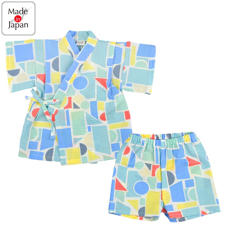 akachan honpo - 兩件式甚平-幾何圖案-藍色