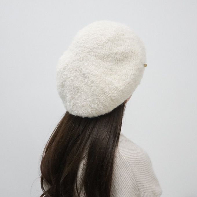 韓國配件連線 - 冬季混羊毛貝雷帽-象牙白 (FREE)
