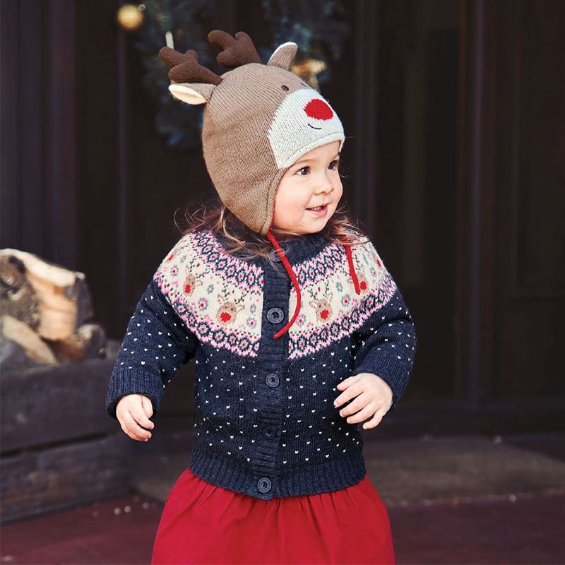 英國 JoJo Maman BeBe - 保暖舒適羊毛帽-馴鹿