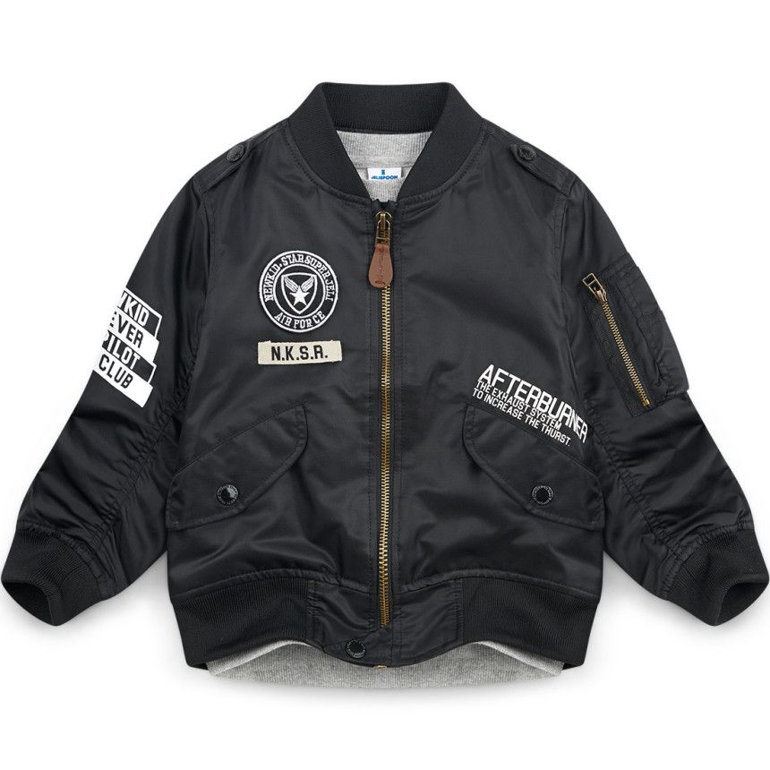 韓國 Jelispoon - 連帽帥氣飛行外套-黑