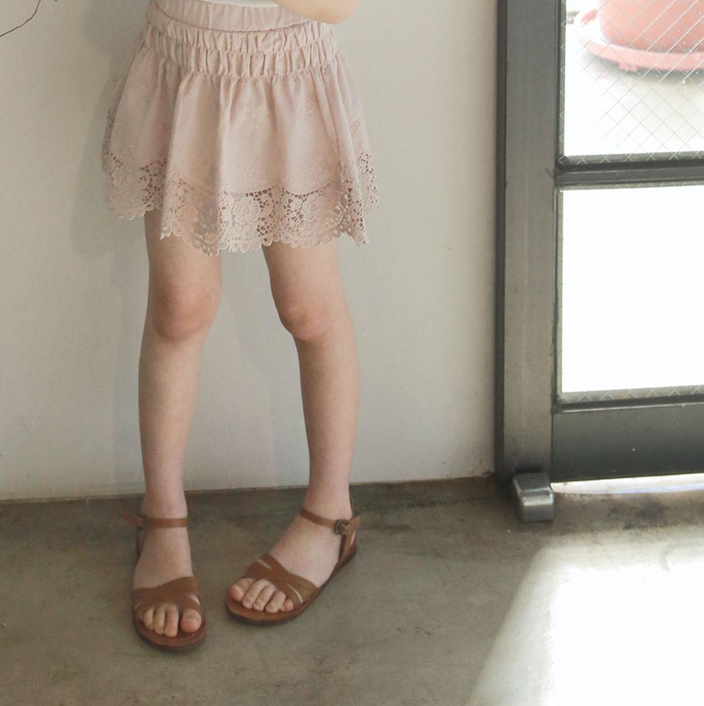 韓國 PuellaFLO - 蕾絲鏤空花瓣下襬褲裙-粉紅