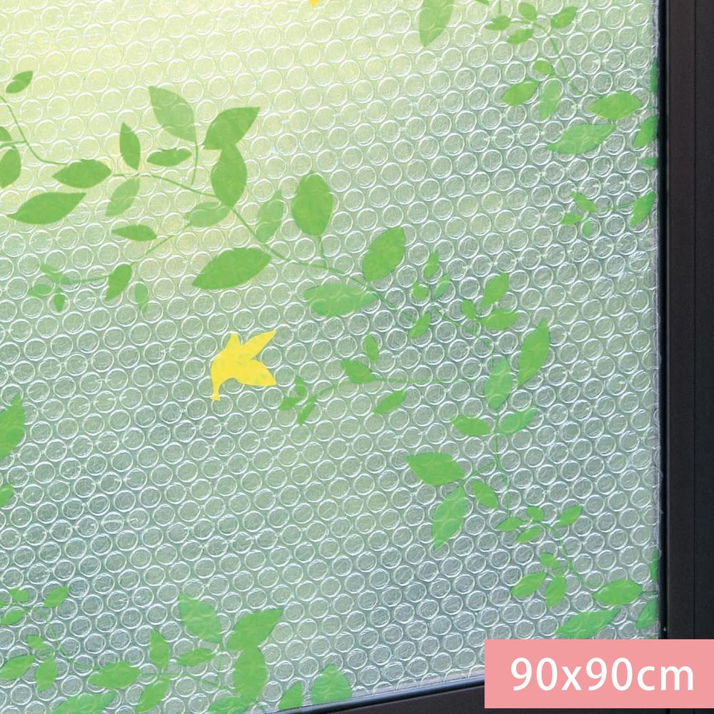日本千趣會 - 日本製 95%抗UV光影窗貼(氣泡黏貼式)-樹葉與鳥