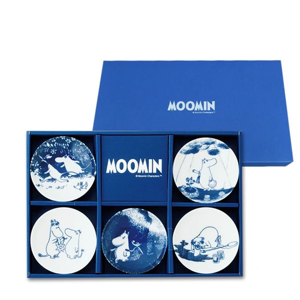 日本山加 yamaka - moomin 嚕嚕米彩繪陶瓷迷你盤禮盒-MM2700-127-5入組