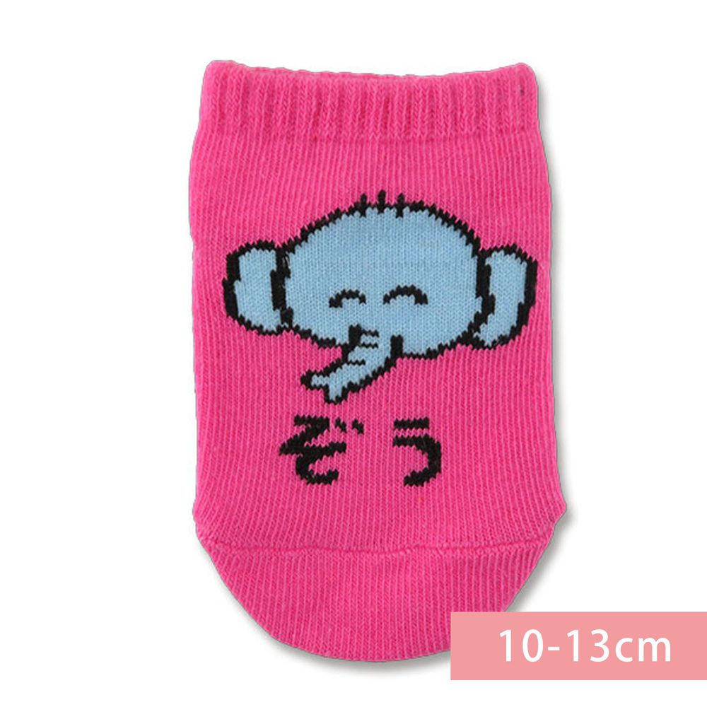日本 OKUTANI - 童趣日文插畫短襪-大象-粉 (10-13cm(1-3y))