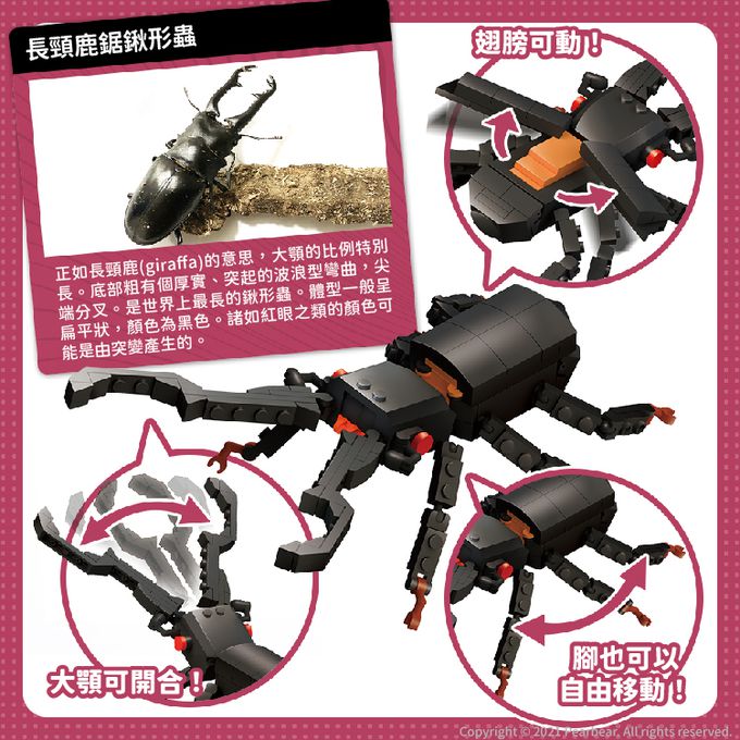 日本 Silverback - 可動擬真積木-長頸鹿鋸鍬形蟲