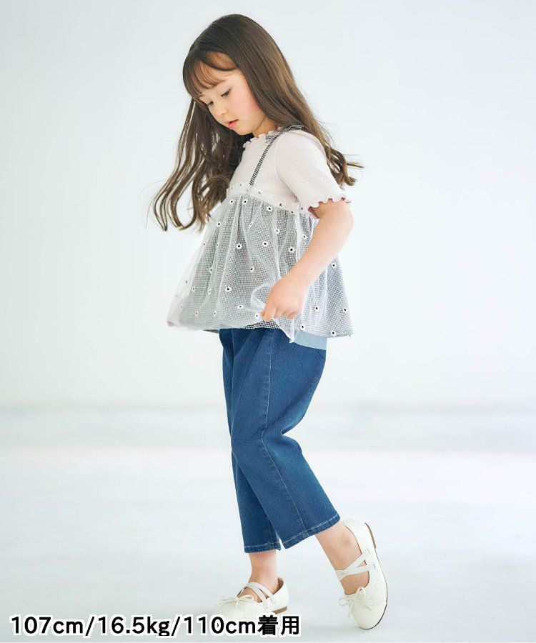 日本 apres les cours - 腰部花苞優雅設計長褲-水藍