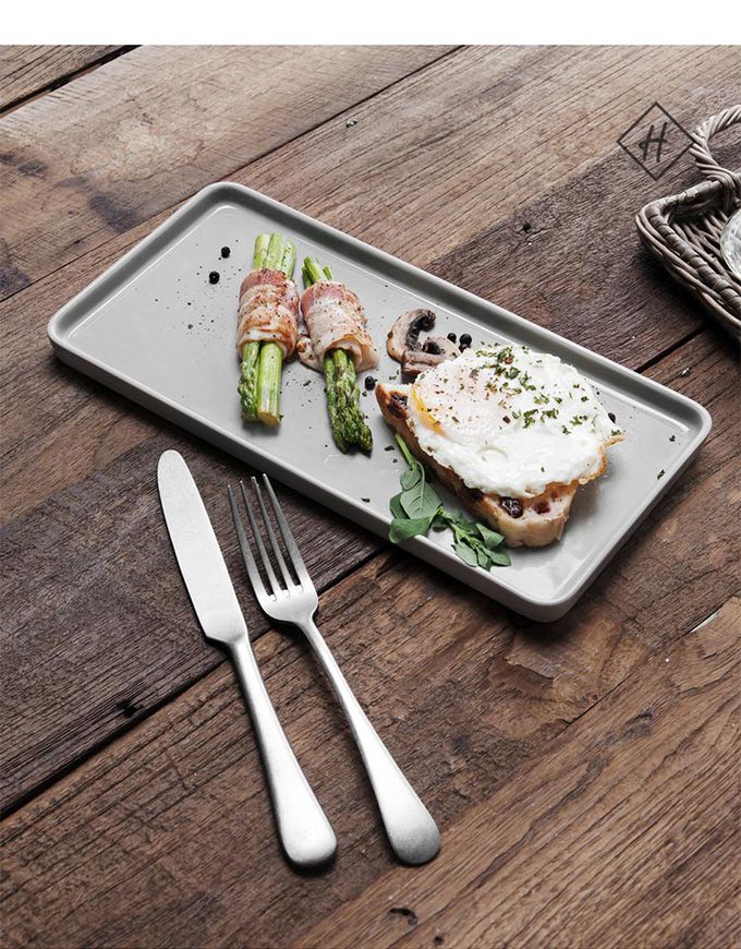 韓國 SSUEIM - LEED系列莫蘭迪陶瓷長方形淺盤L (白色)