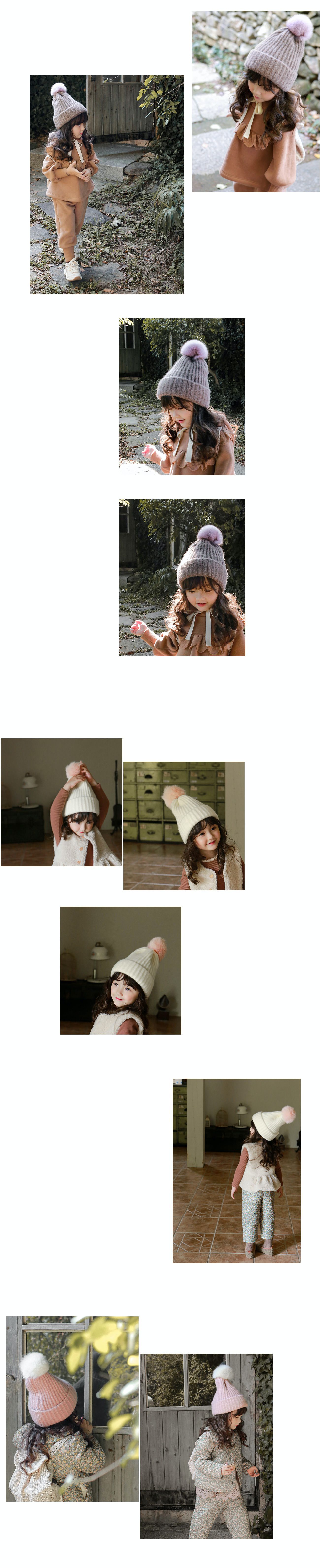 韓國 Puellaflo - 毛球針織毛帽-粉紅