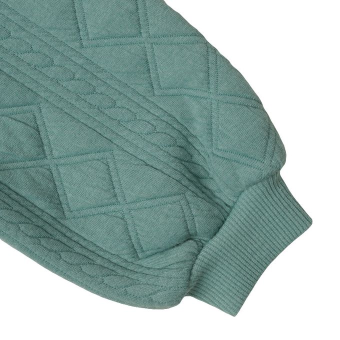 akachan honpo - 長袖鋪棉休閒上衣-拼接-綠色