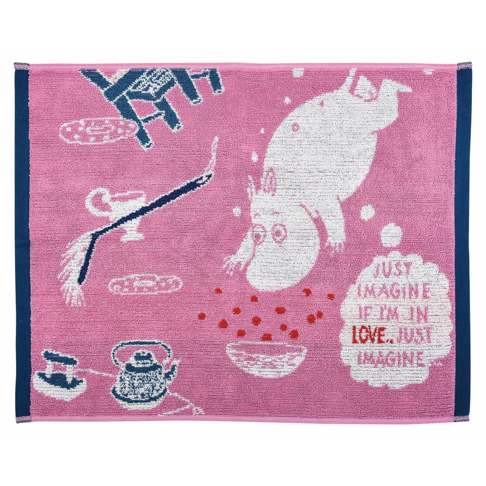 日本千趣會 - 嚕嚕米 純棉吸水毛巾腳踏墊-粉紅 (45x60cm)
