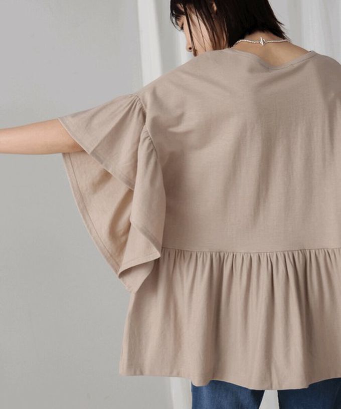 日本 Bab - 透氣嫘縈飄逸大寬袖上衣-黃綠