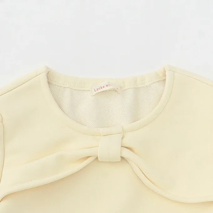 日本 Lycee mine - 胸前蝴蝶結領荷葉上衣-黃