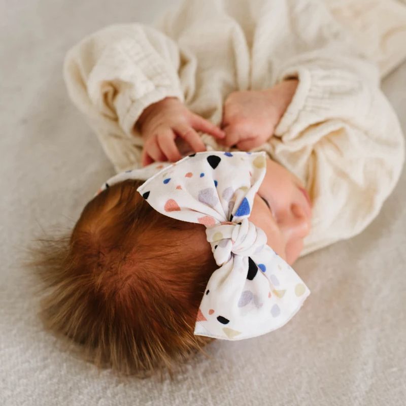 美國baby bling - 純手工極優雅細緻輕柔微彈性/毫無束縛感蝴蝶結髮帶/髮飾_印花經典款-甜蜜時尚