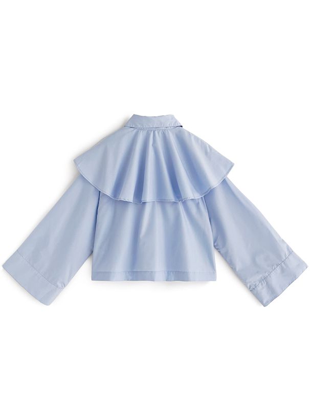 日本 GRL - 氣質大荷葉翻領寬袖襯衫-白 (F)