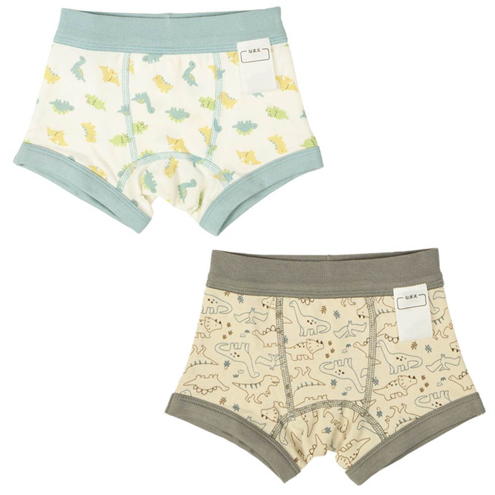 四角褲2件組-恐龍-咖啡色
