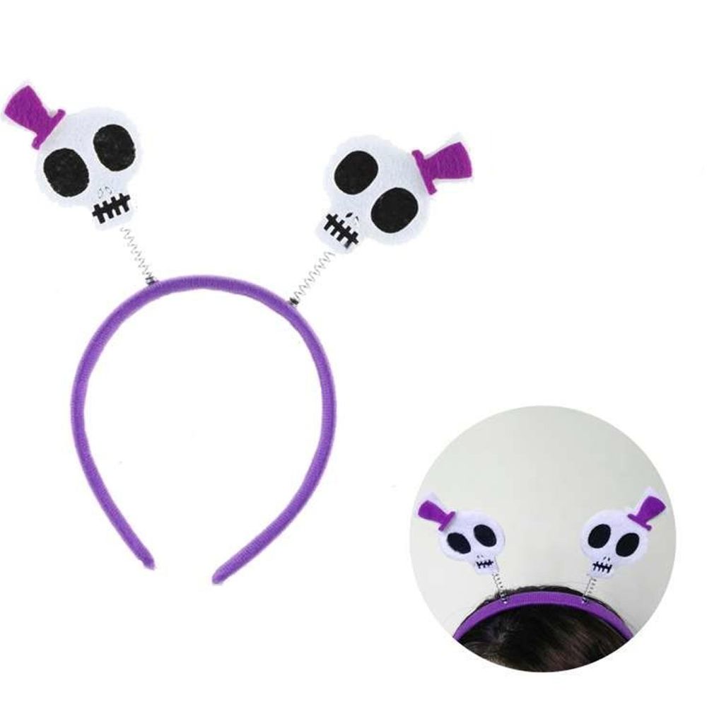 MODACore 摩達客 - 萬聖節派對頭飾-紫白彈簧骷髏造型髮箍 (總高：21CM寬：21CM)-單入