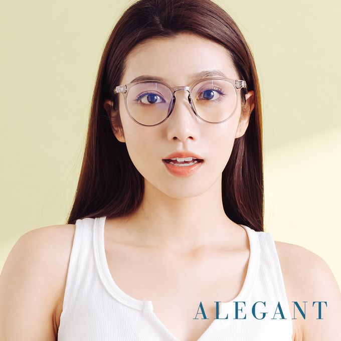 ALEGANT - 現代感秘境灰圓框輕量TR90光學框UV400濾藍光眼鏡