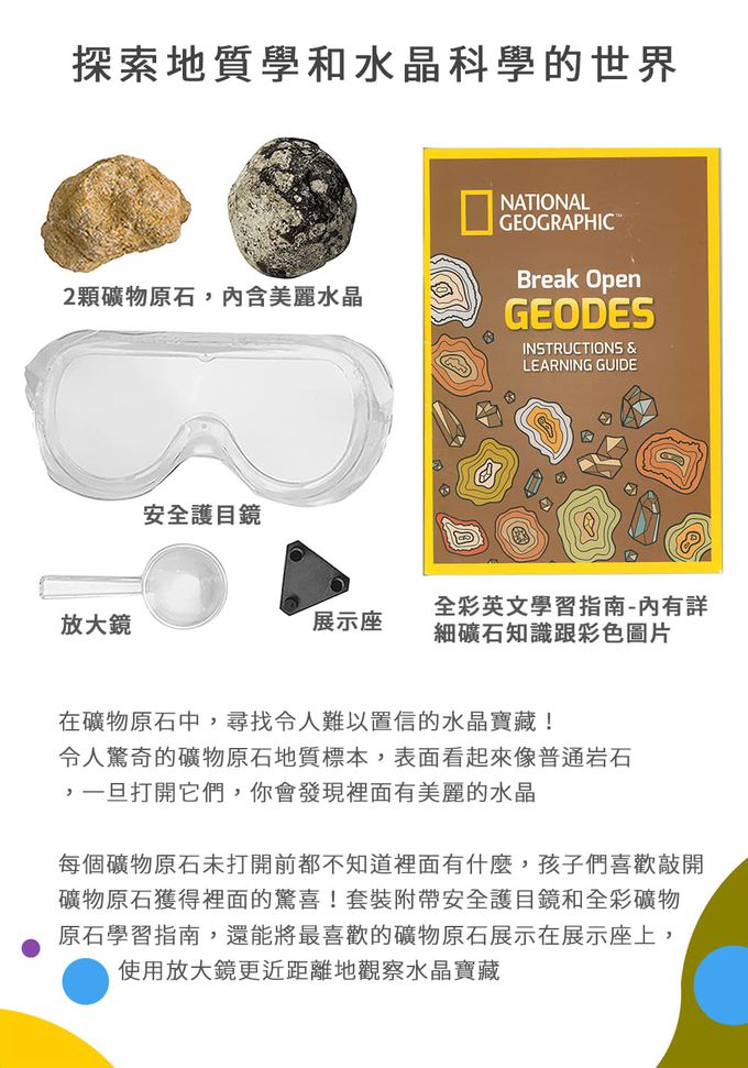 NATIONAL GEOGRAPHIC - 國家地理頻道 發現水晶寶藏(敲開原石發現水晶)-2入原石