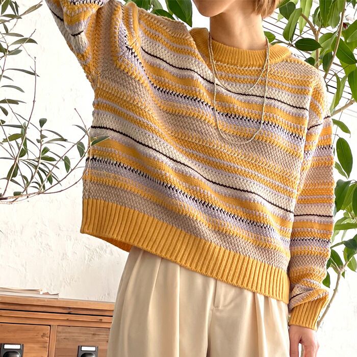 日本 ihuu - 2WAY繽紛條紋針織薄外套-卡其棕