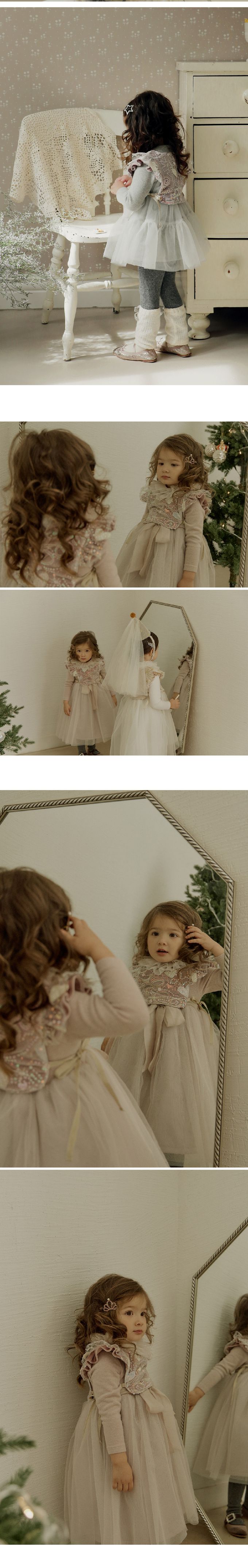 韓國 Puellaflo - 閃閃亮片網紗點綴綁帶背心-藕粉