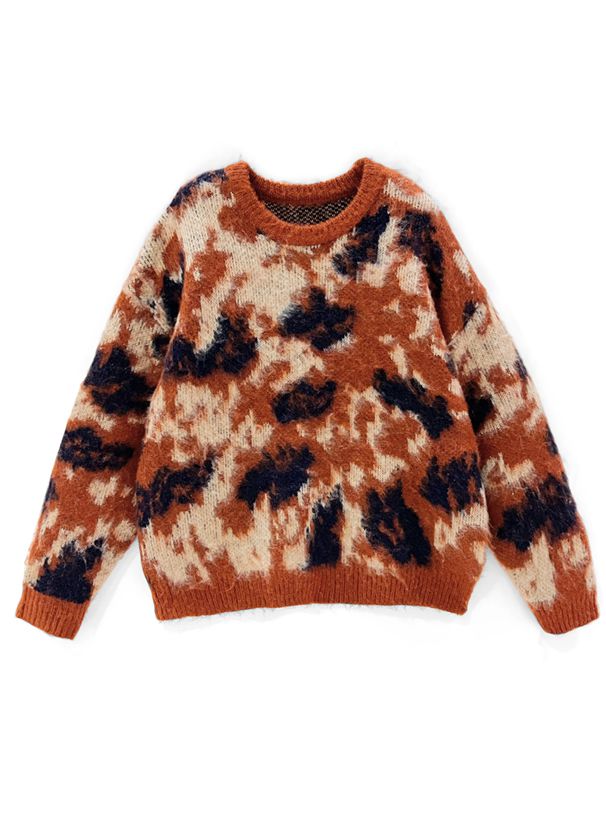 日本 GRL - 扎染風寬鬆柔軟針織毛衣-海軍藍