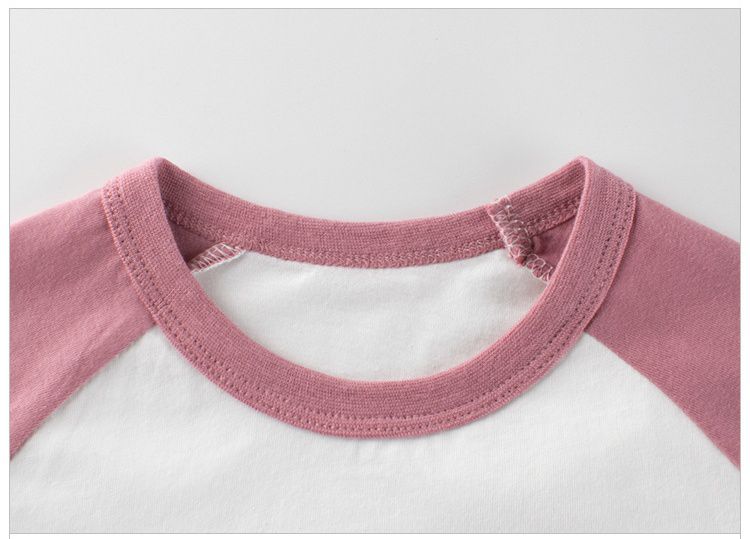 純棉短袖上衣-圍巾熊熊-玫紅+白