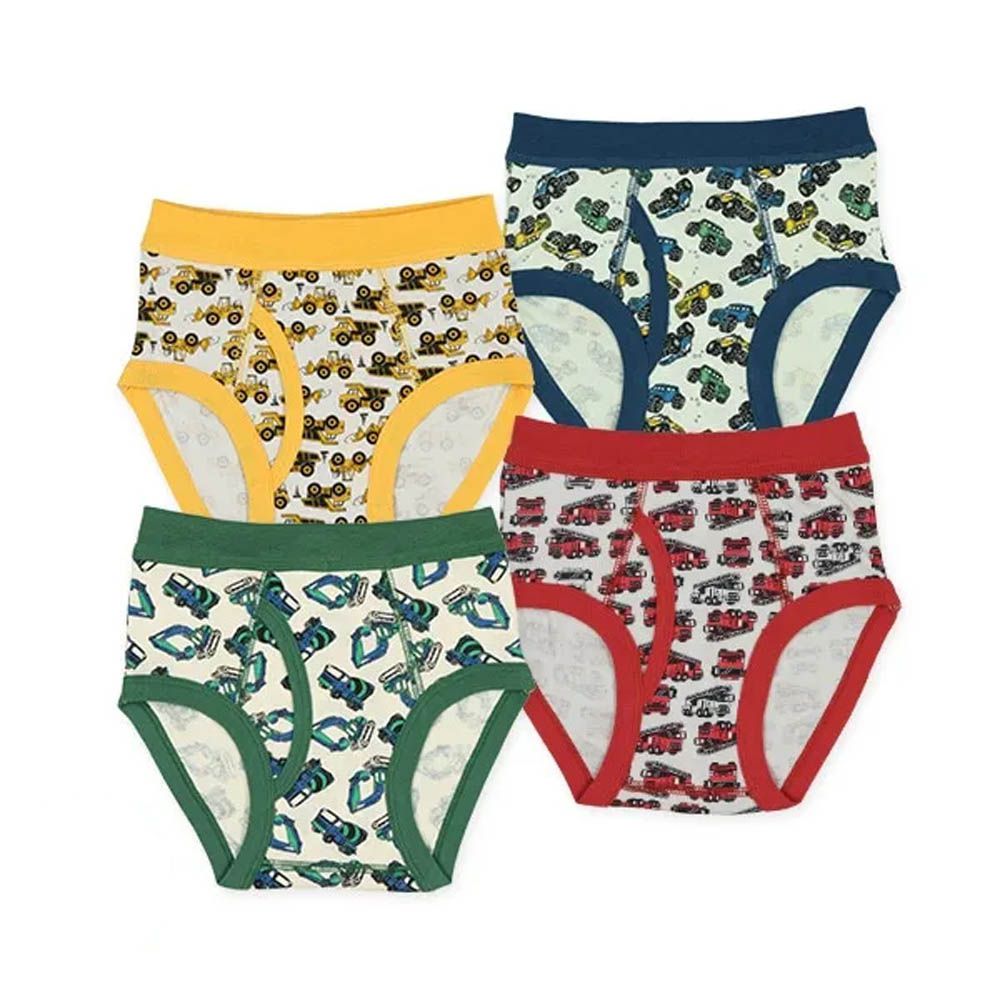 前開式男孩三角內褲(4件組)-車車系列-紅綠黃系