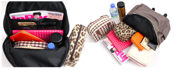 日本 Fuente - [超輕量] 簡約蝴蝶結機能收納後背包-迷霧藍 (26x41x14cm)