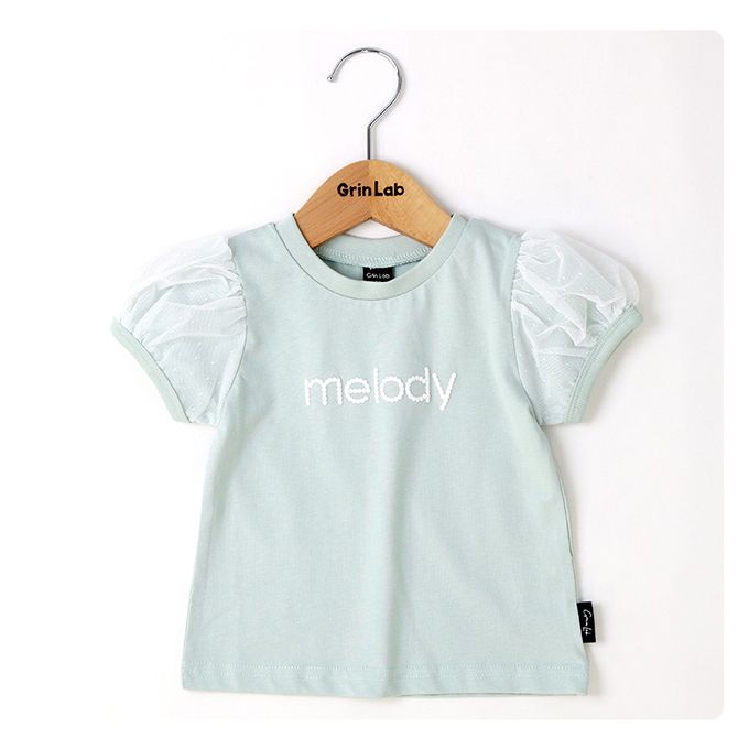 日本 ZOOLAND - 薄紗澎澎甜美短袖上衣-melody-薄荷