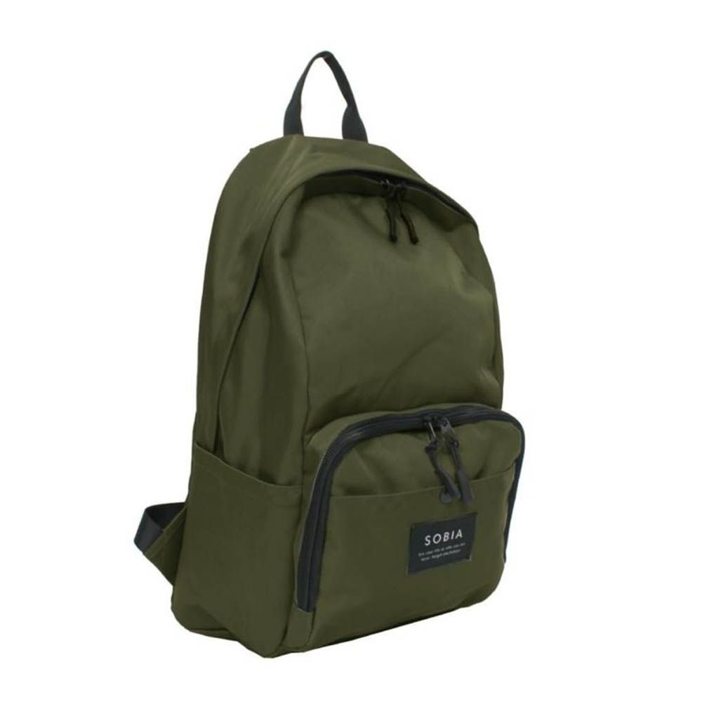 防水加工 寬敞大容量休閒尼龍後背包-軍綠