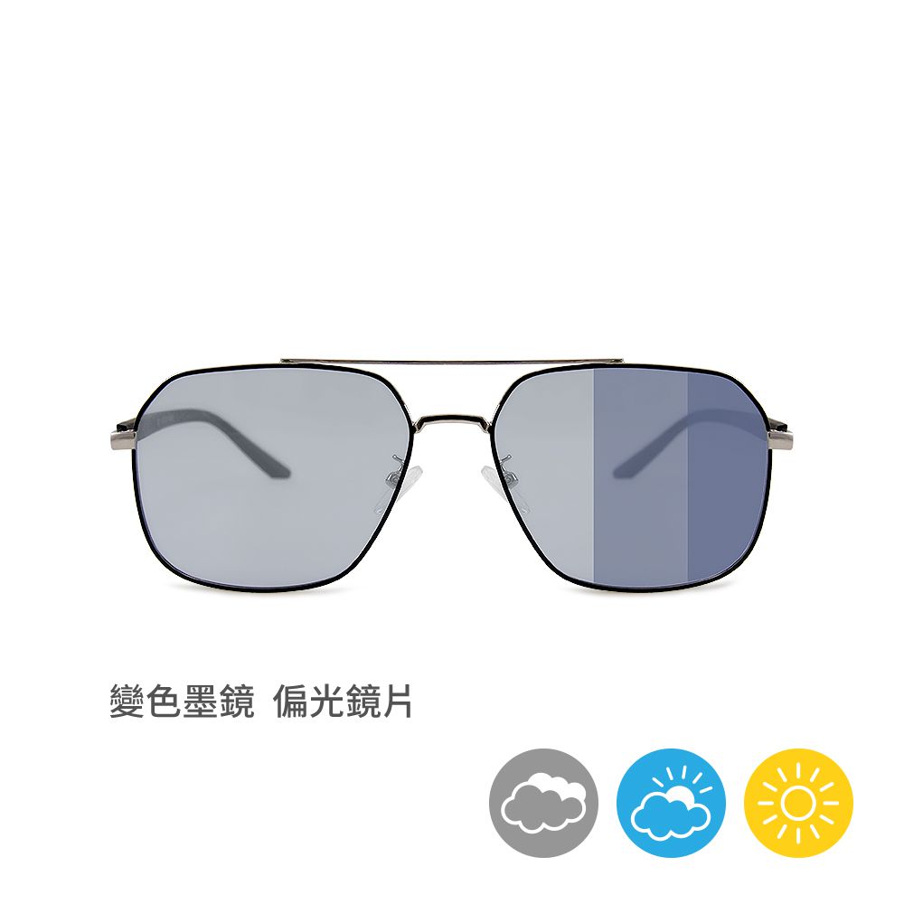 ALEGANT - 極簡俐落多瑙藍飛官款方框感光變色寶麗來偏光太陽眼鏡│UV400太陽眼鏡全天候適用