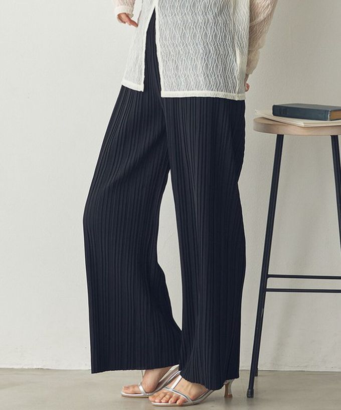 日本 Sans Souci 34+ - 細摺搖曳優雅寬褲(全腰鬆緊)-咖啡 (M)