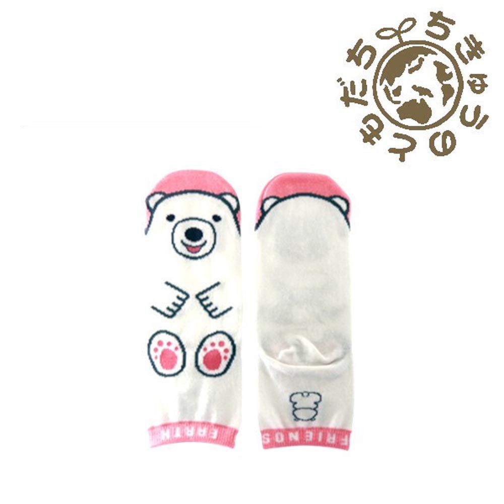 日本 aehwa - 地球的朋友 印花小童襪-北極熊-粉紅 (16~22cm)
